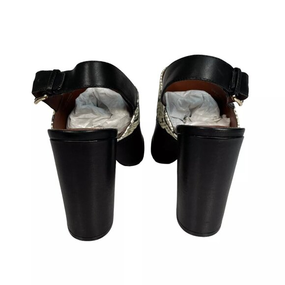 Cole Haan Roccia Snake Black Tabby High Heel Peep Toe Slingback Sandal Size 10B - Picture 4 of 16